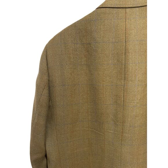Cordings of Piccadilly Men Window Pane Wool Blazer Jacket 46R Tan Plaid Old Mone - Picture 15 of 16